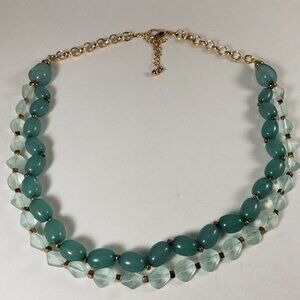 Gold Tone Multi-Layer Beaded Necklace with Polished Finish and Multi-Color Beads